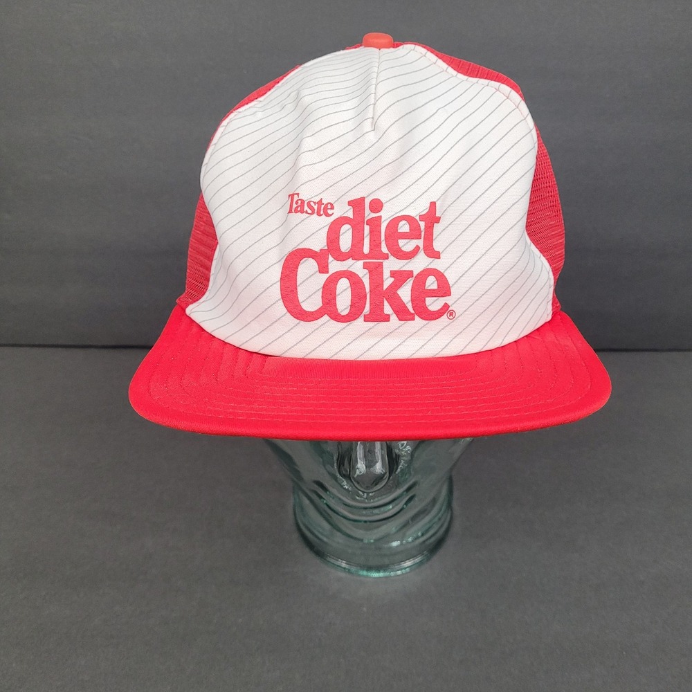 Vintage 1980's Diet Coke Snapback Trucker Hat Red White